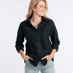Women's Scotch Plaid Flannel Shirt, Relaxed Size M